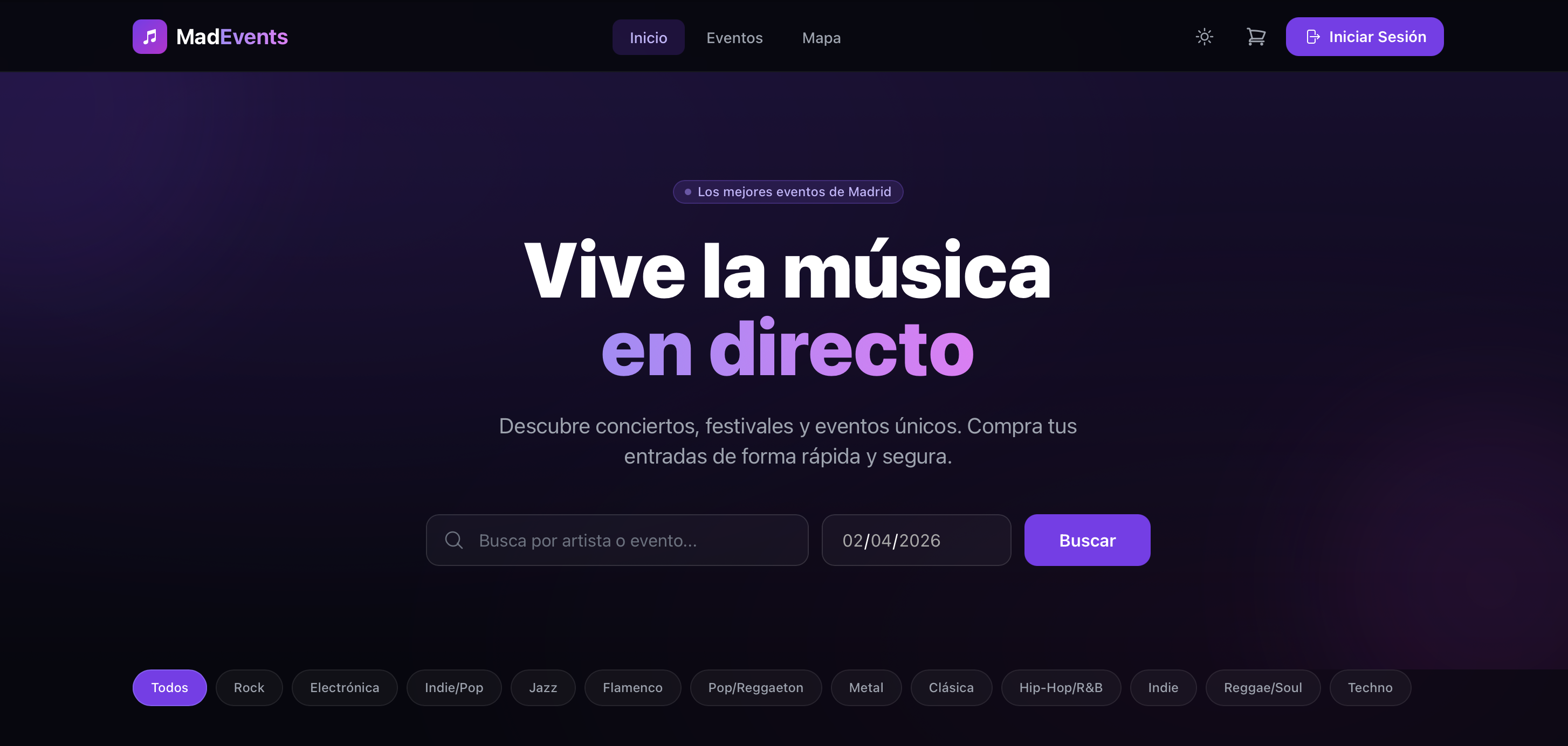 MadEvents website screenshot