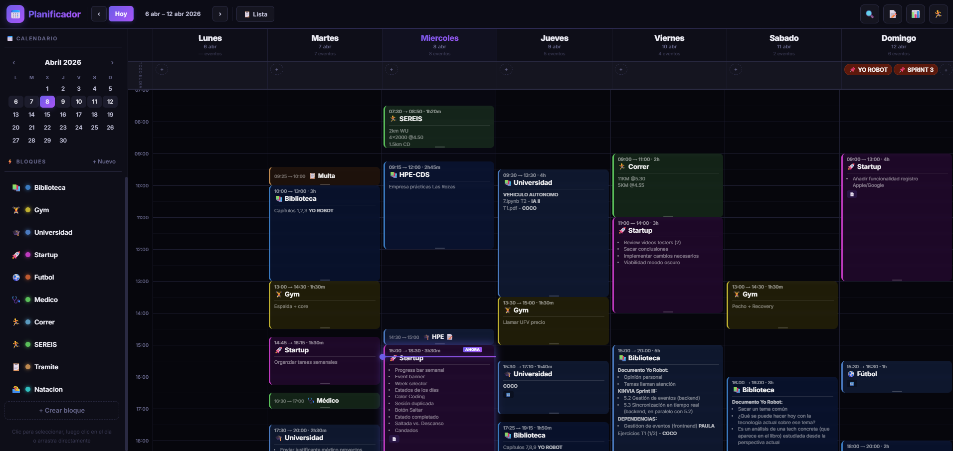 Planificador Semanal screenshot